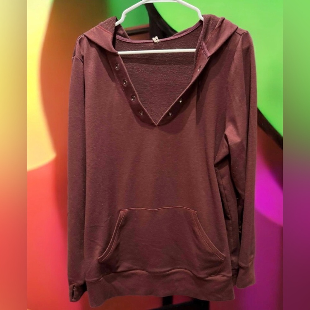 Ideology Maroon Hoodie with Button Accents 2X